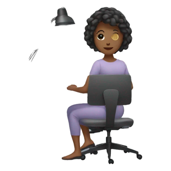 women working from home at desk sticker