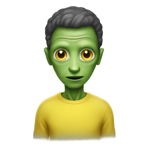 AN ALIEN IN YELLOW TSHIRT sticker