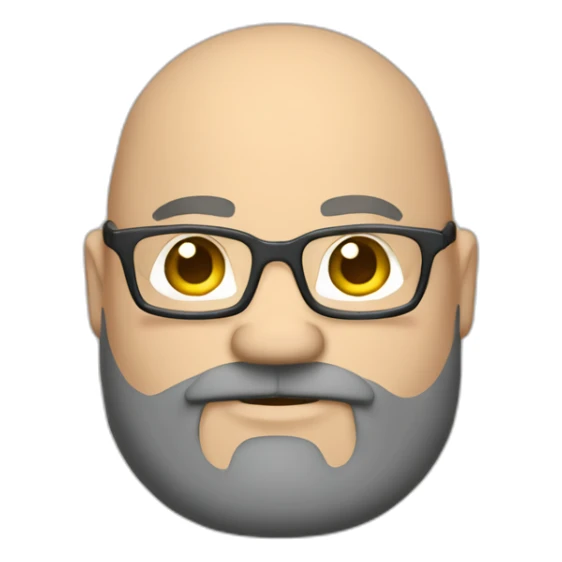 smiling chubby man bald head darkgraybeard glasses crossed arms full body sticker