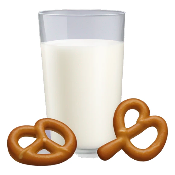 A glass of milk with a pretzel sticker