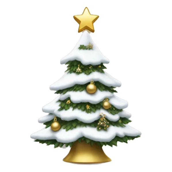 christmas tree with snow and white and gold decorations  sticker