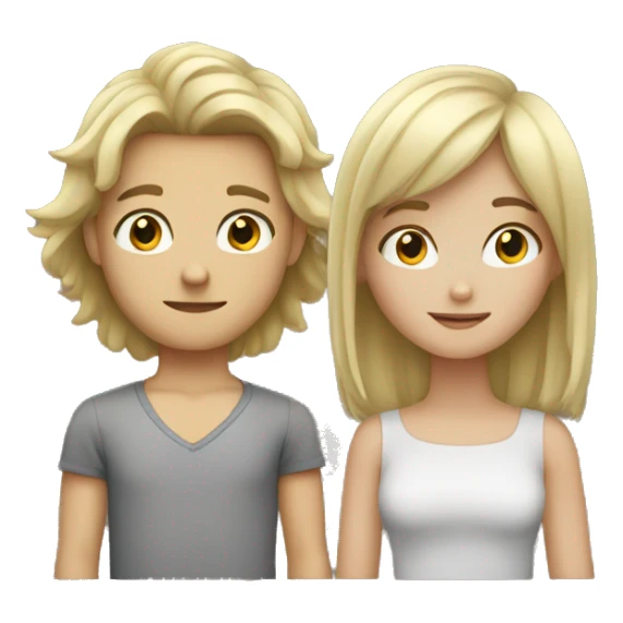 Blond boy and brunette girl sticker
