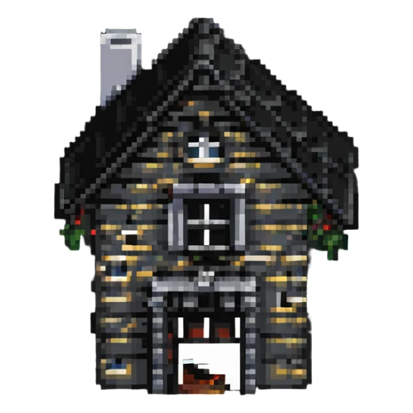 A pixel art style image of a house. sticker