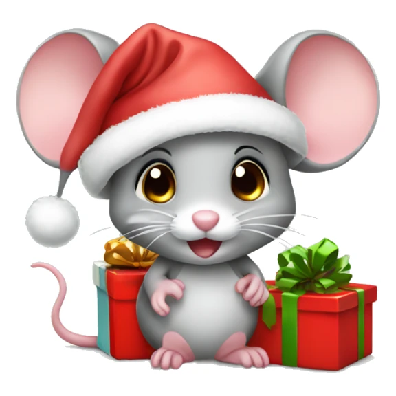 Cute mouse with santa hat and Christmas Gifts  sticker