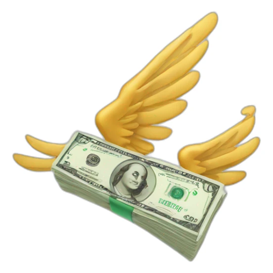 money with wing sticker