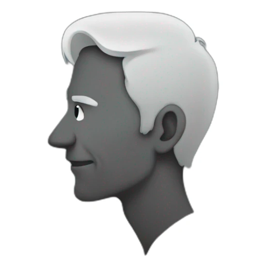 Silhouette of a man with a very long nose and grey hair sticker