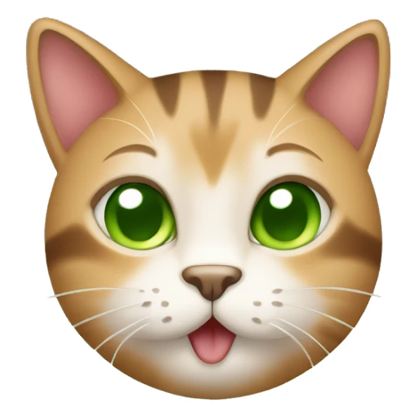 a smeely cat, brown cute cat, smell reference like green smoke, apple iOS emojis style sticker
