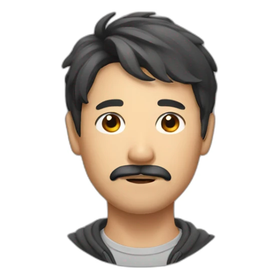 Asian man with mustache with short messy hairstyle sticker