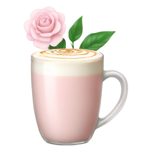 Light Pink latte classy in glass with flower sticker