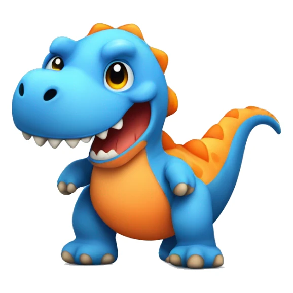 Fat Plush Blue Dinosaur with orange spine Spieks Waving  sticker