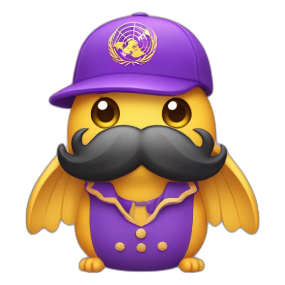 Un Moustachu avec un costume violet et une casquette sticker