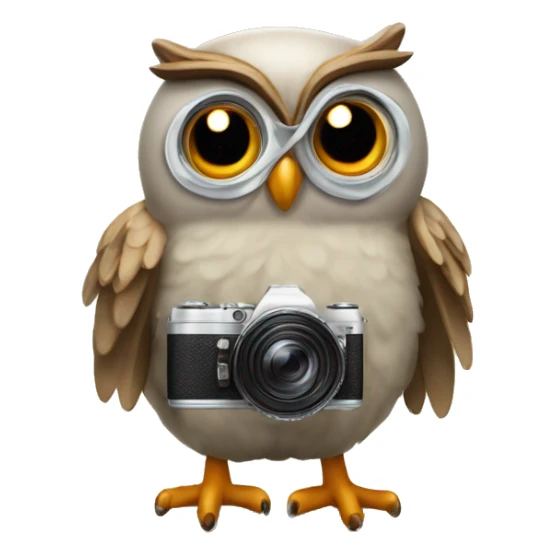Un hibou avec un appareil photo sticker