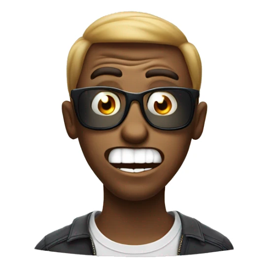 Funny guy going crazy with angry eyes and big smile with sunglasses sticker