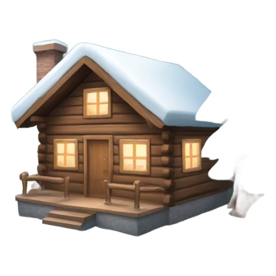Snowy day with nice trees and wooden cabin  sticker