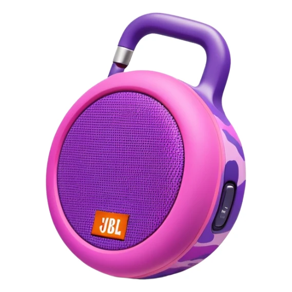 Ultra simple JBL Clip 4 speaker with pink and purple camouflage pattern, iOS emoji style sticker