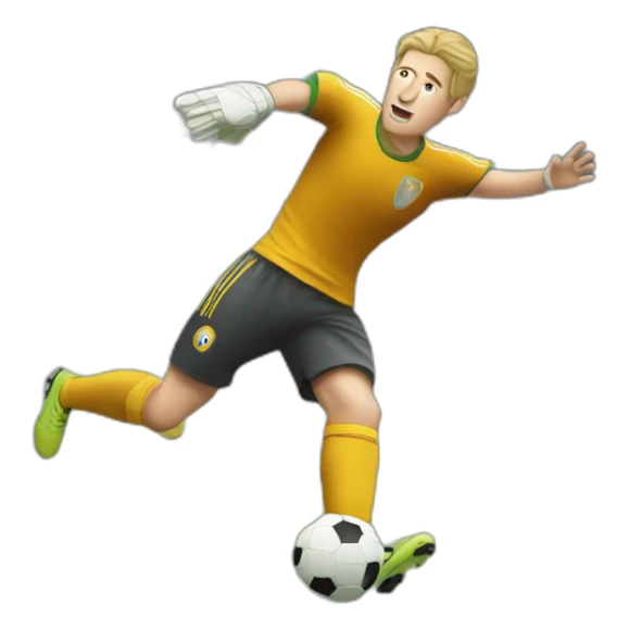 White European football player shooting in goal sticker