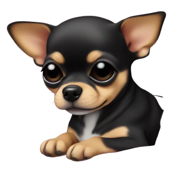 black & tan chihuahua puppy sleeping with a pink blanket  sticker