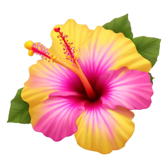 yellow and pink hibiscus flower sticker