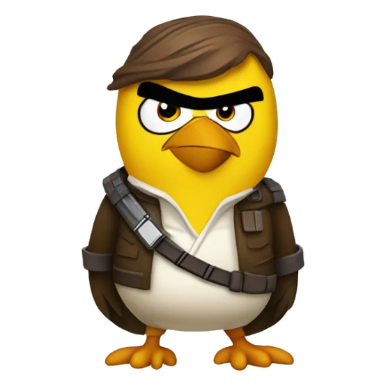 yellow angry bird dressed as han solo sticker