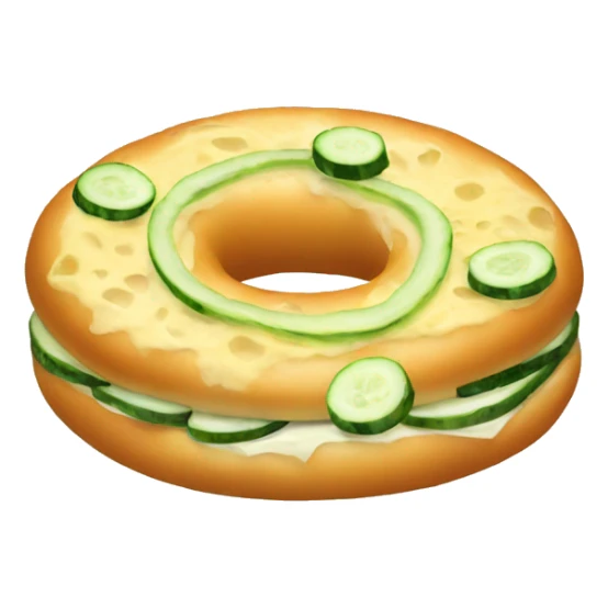A bagel with cheese and cucumber  sticker