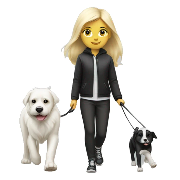 Blond Girl walk with a white-black dog sticker