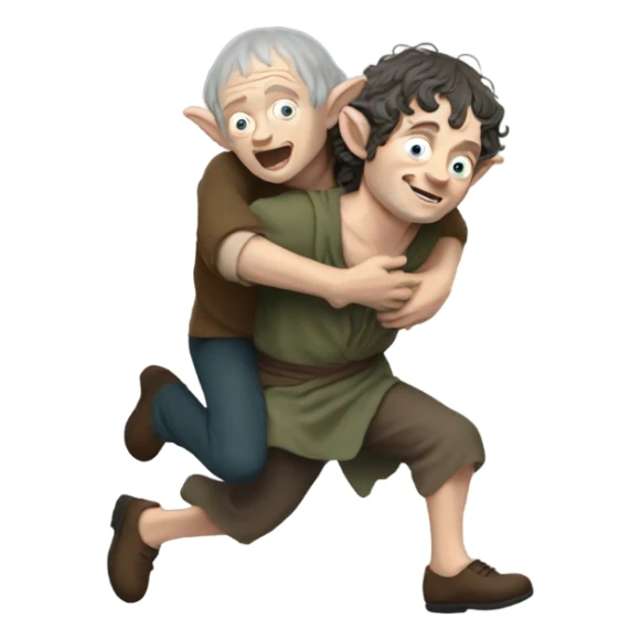 Frodo giving gollum a piggy back ride  sticker
