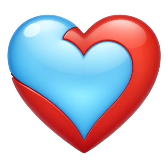 Corazón rojo único diferente con tonos azul claro sticker