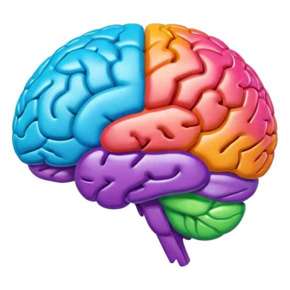 A glassy transparent colourful psychology brain sticker