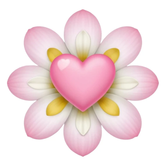 only white white flower with mini pink heart center  sticker
