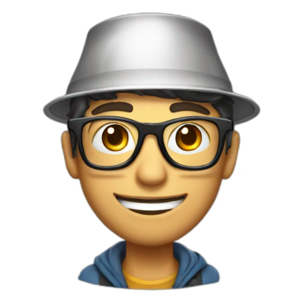 A streamer with round glasses and a saucepan on his head sticker