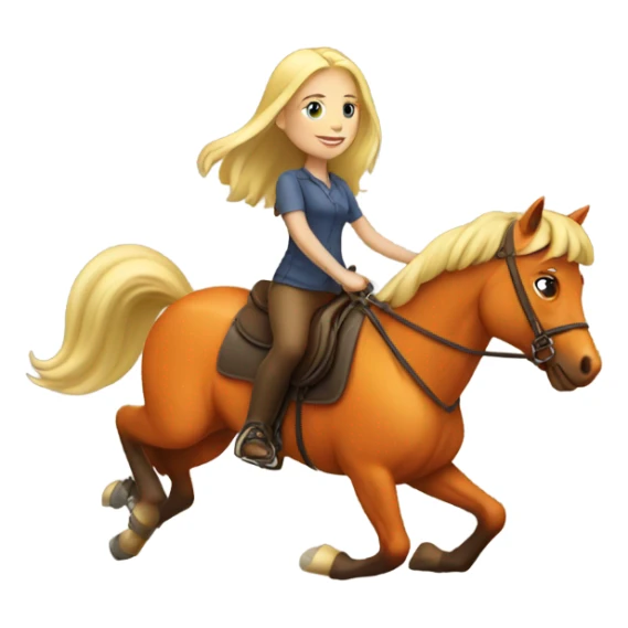 Blonde girl riding orange horse  sticker
