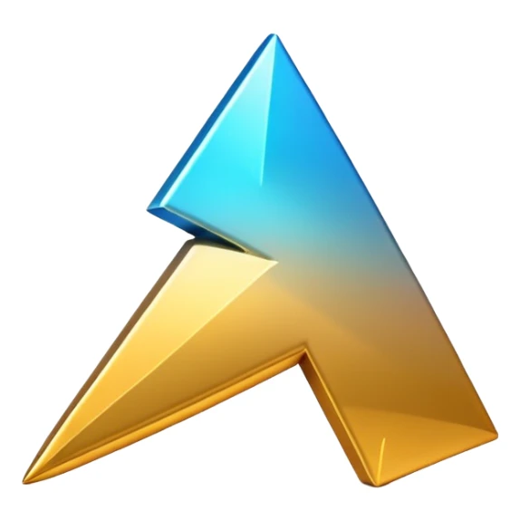 "iOS-style 3D emoji: a bold upward arrow emerging from a glowing base, with metallic edges and bright highlight." sticker