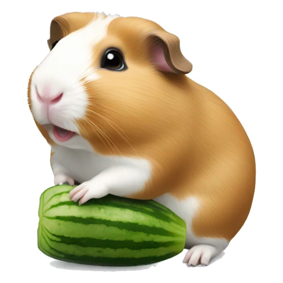 Guineapig standing on 2legs eating cucumber  sticker