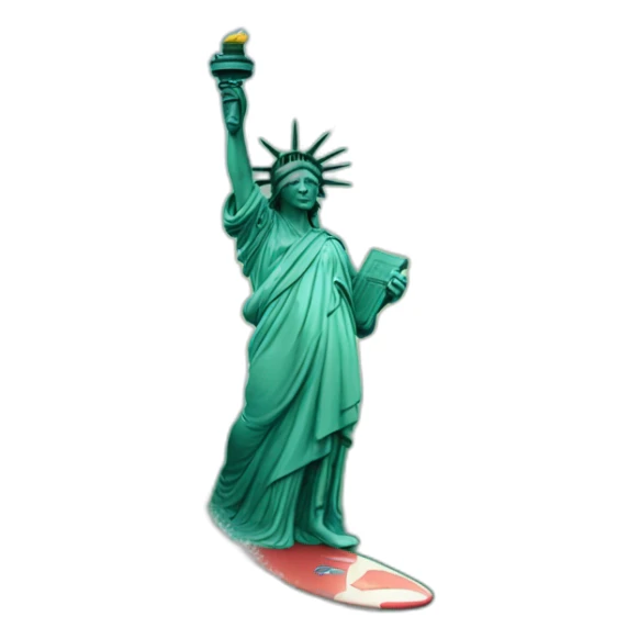 statue of liberty surfing on wave sticker