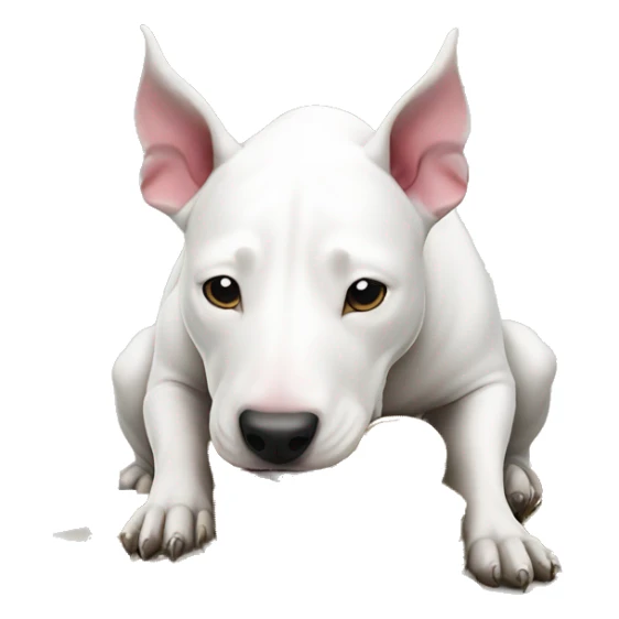 White bull terrier burying money  sticker