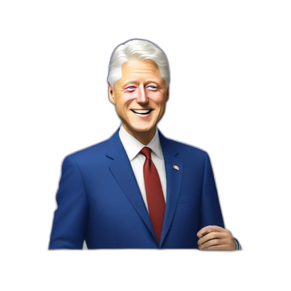 bill clinton in front of huge rainbow flag sticker