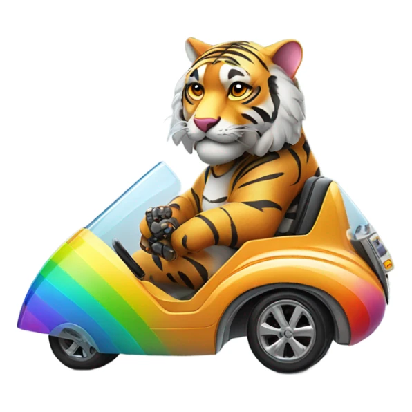 Tiger rainbow grandpa car robot sticker