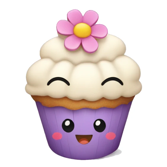 Happy cupcake with flowers on top  sticker