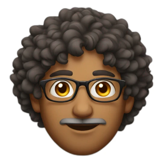Indian man with curly hair and glasses sticker