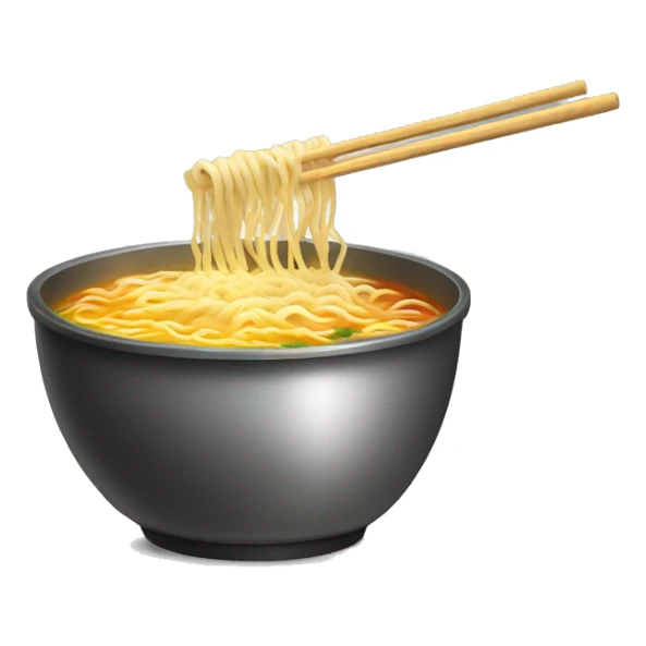 ramen noodles in pot with steam sticker