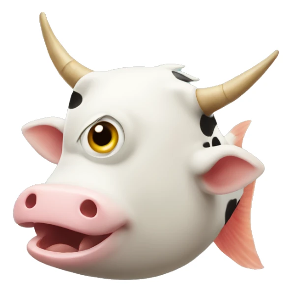 A fish with the head of a cow sticker