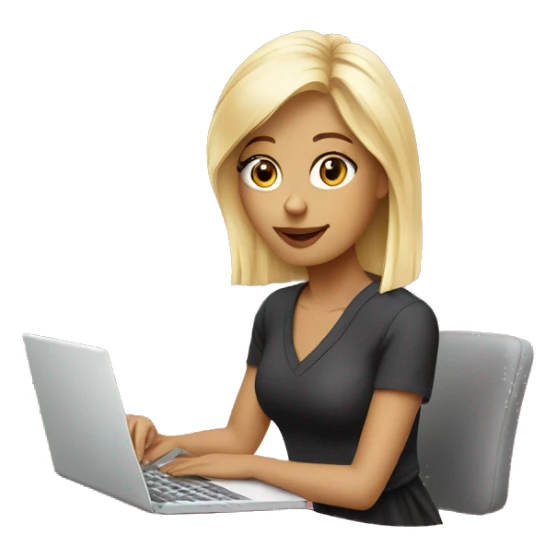 Graphic designer blonde girl with Pink laptop  sticker