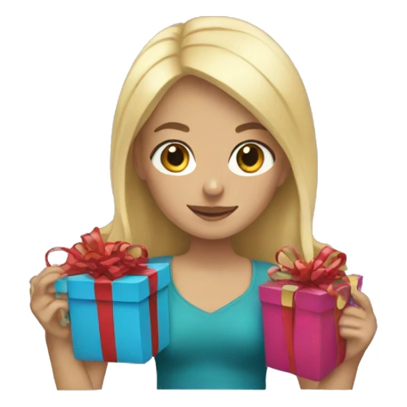 blonde girl with gifts  sticker