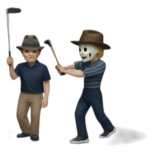 Freddy Kruger  and Michael Myers playing golf sticker