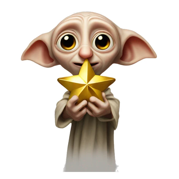Dobby holds a golden star in his hand sticker