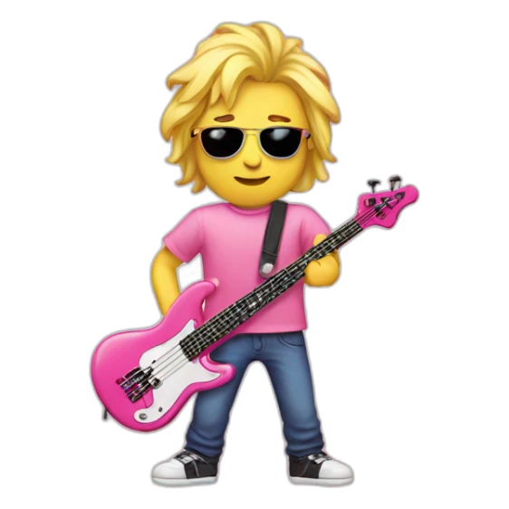 long-blond-bassguitar-player-pink-Tshirt-pink sticker
