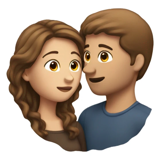 Two white people with brown hair kissing sticker