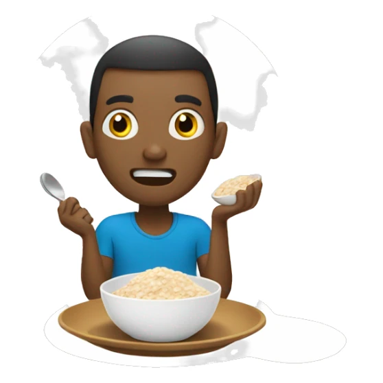 hungry person eating oatmeal sticker