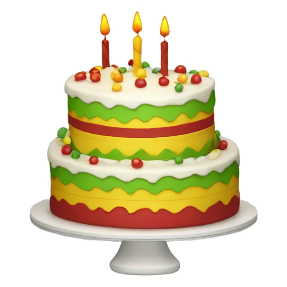 birthday cake wirh red yellow ang green colours sticker