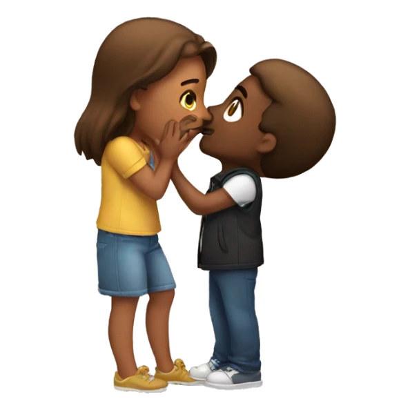 2 girls kissing a guy emoji sticker